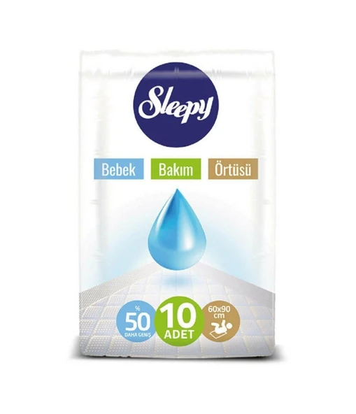Sleepy Bebek Bakım Örtüsü 60 x 90 CM 10 Adet Beyaz