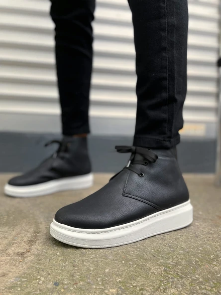 JET-207 Oslo Bağcıklı Ortopedik Taban Cilt Erkek Spor Bot CBT - Siyah - Resim 2