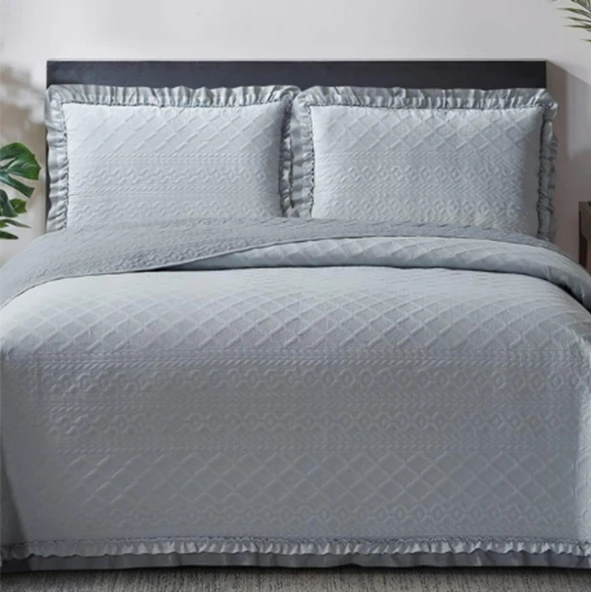 KAPİTONELİ YATAK ÖRTÜSÜ ÇİFT KİŞİLİK ROMA A.GRİ - Resim 2