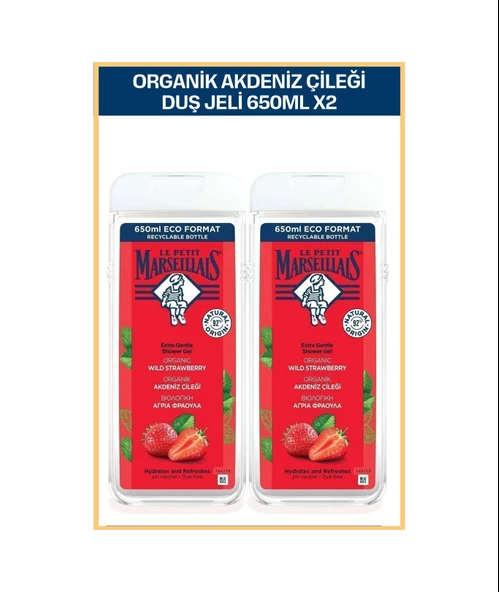 Le Petit Marseillais Akdeniz Çileği Banyo ve Duş Jeli 2 x 650 ML ürün görseli 1