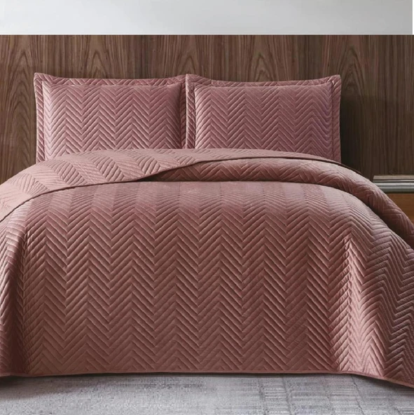 NUBUK YATAK ÖRTÜSÜ ÇİFT KİŞİLİK MALTA GÜLKURUSU - Resim 2