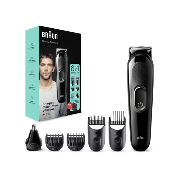 Braun MGK 3320 Erkek Bakım Kiti 6'sı 1 Arada Şekillendirici Siyah - 6