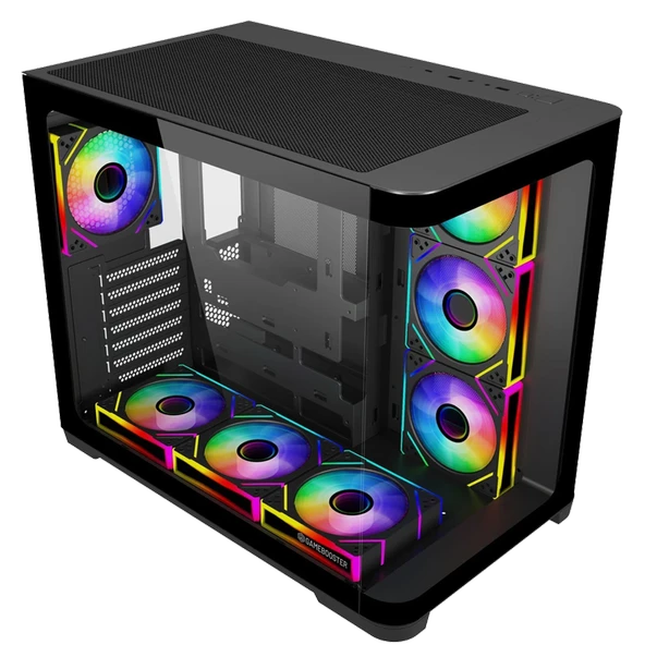 GameBooster GB-G2852B-750w 80+ Bronze Curved Cam Type-C3.1 7*ARGB Fan Seaview Gaming Siyah Kasa - Resim 3