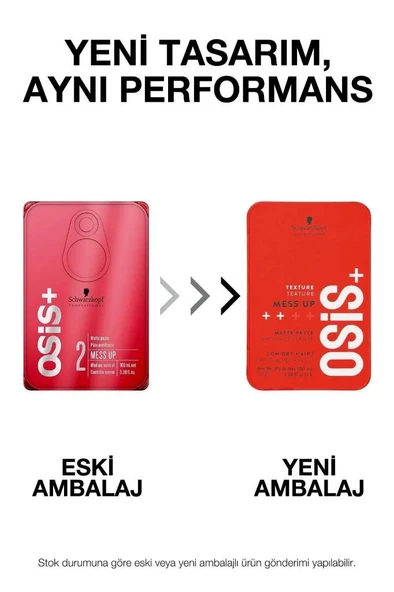 Schwarzkopf Osis+ Mess Up Texture Matte Paste Mat Saç Şekillendirici Gum 100 ml - 2