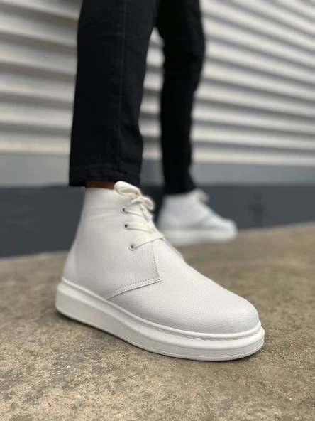 JET-207 Oslo Bağcıklı Ortopedik Taban Cilt Erkek Spor Bot CBT - Beyaz ürün görseli