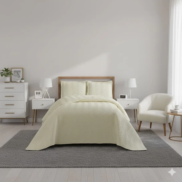 NUBUK YATAK ÖRTÜSÜ TEK KİŞİLİK MALTA KREM ürün görseli