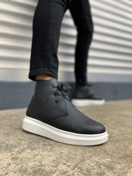 JET-207 Oslo Bağcıklı Ortopedik Taban Cilt Erkek Spor Bot CBT - Siyah ürün görseli