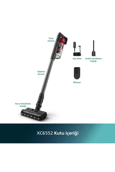 Philips 6000 Serisi Kablosuz Dikey Süpürge, PowerCyclone 11, 64 Dakika Kullanım Süresi, XC6552/01 - Resim 2
