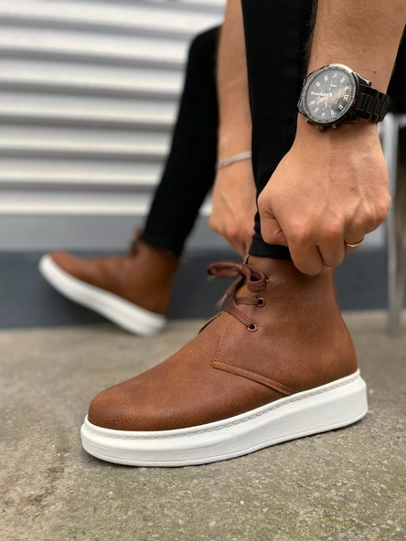 JET-207 Oslo Bağcıklı Ortopedik Taban Cilt Erkek Spor Bot CBT - Taba - Resim 6