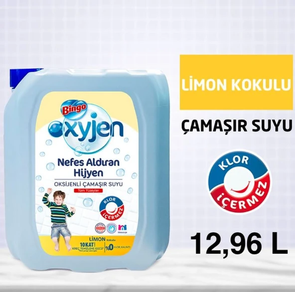 Bingo Oksijen Limon Kokulu Çamaşır Suyu 4 x 3240 ML ürün görseli