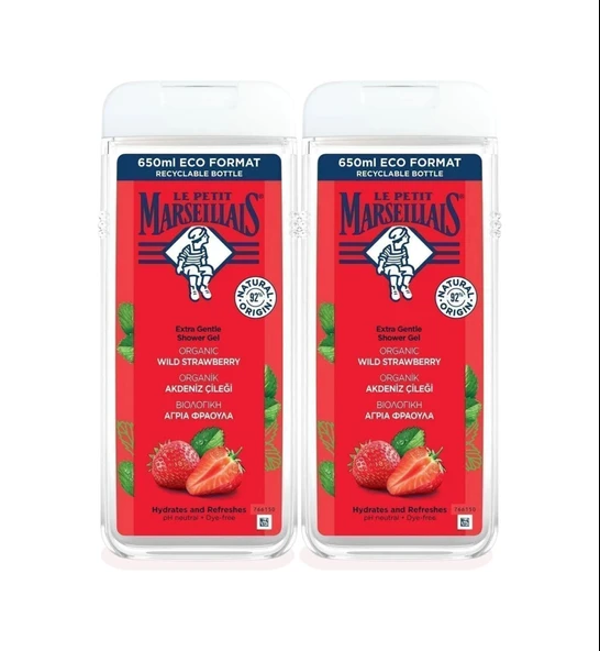 Le Petit Marseillais Akdeniz Çileği Banyo ve Duş Jeli 2 x 650 ML - Resim 2