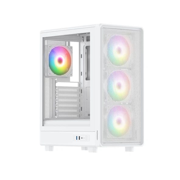 PowerBoost PBA5065W-650w 80+ Bronze 4-ARGB Fan Mesh USB 3.0 Mid-T ATX Gaming Beyaz Kasa