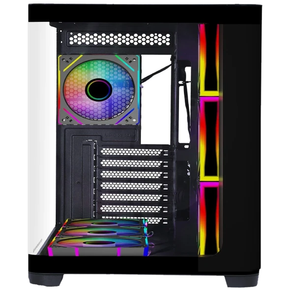 GameBooster GB-G2852B-750w 80+ Bronze Curved Cam Type-C3.1 7*ARGB Fan Seaview Gaming Siyah Kasa - Resim 2