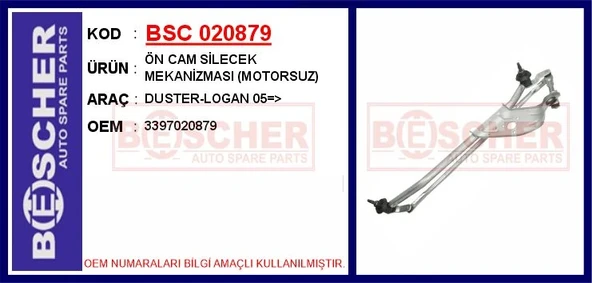 ÖN CAM SİLECEK MEKANİZMASI MOTORSUZ DUSTER-LOGAN 2005 3397020879 ürün görseli 1