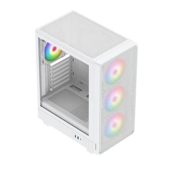 PowerBoost PBA5065W-650w 80+ Bronze 4-ARGB Fan Mesh USB 3.0 Mid-T ATX Gaming Beyaz Kasa - 2