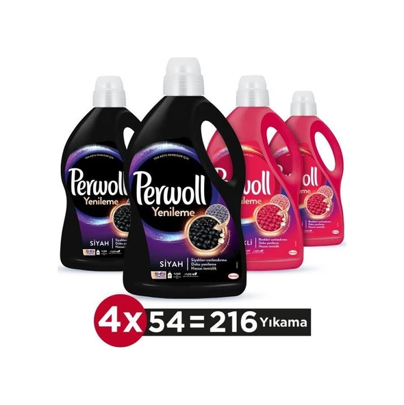 Perwoll Hassas Bakım Sıvı Çamaşır Deterjanı 216 Yıkama Siyah 2 x 2970 ML + Renkli Yenileme 2 x 2970 ML ürün görseli