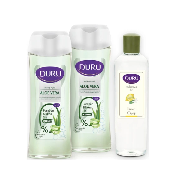 Duru Hydro Pure Aloe Vera Micellar Su Etkili Duş Jeli 2 x 450 ML + Limon Kolonyası ürün görseli 1