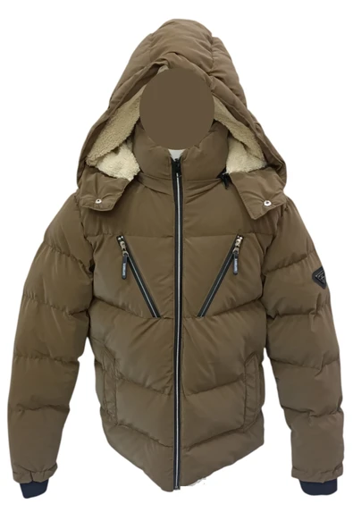 İrem Çocuk Giyim Erkek Çocuk / Kız Çocuk Çapraz Fermuar Model Kapüşonu Çıkabilen İçi Peluş Astarlı Kahverengi Mont