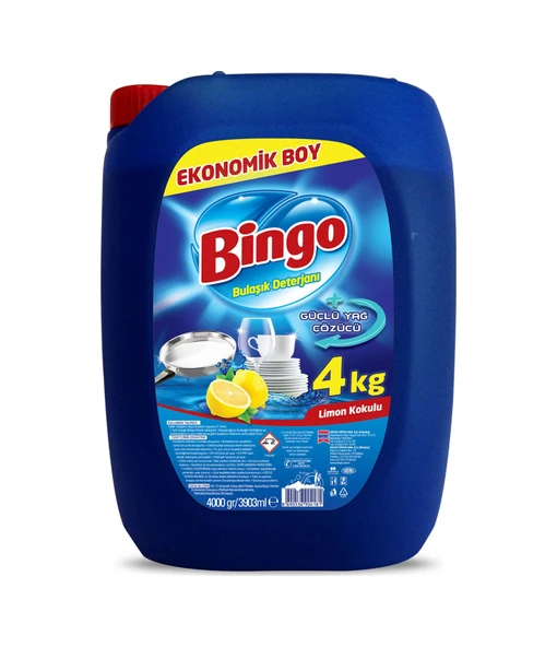 Bingo Limon Kokulu Elde Sıvı Bulaşık Deterjanı 4 x 4 KG ürün görseli