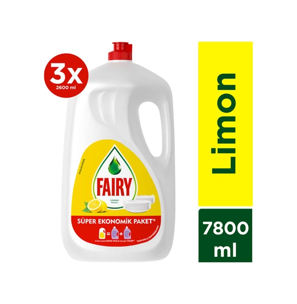 Fairy Limon Kokulu Sıvı Bulaşık Deterjanı 3 x 2600 ML ürün görseli