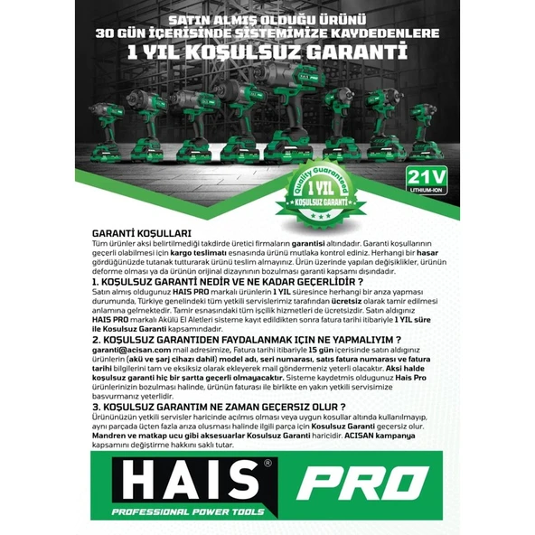 Hais Pro Pro RB-DB2101 Profesyonel Vidalama Matkap 21 V 2.0 Ah Çift Akülü - Resim 5