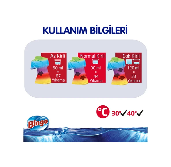 Bingo Renkliler için Sıvı Çamaşır Deterjanı 67 Yıkama 4 x 4 L - Resim 4