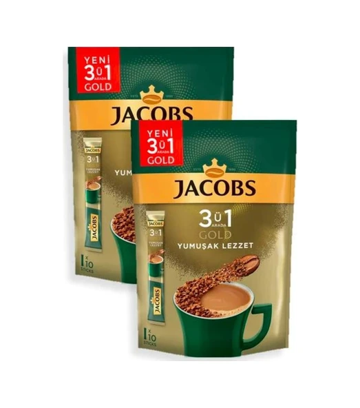 Jacobs 3'ü 1 Arada Gold Yumuşak Lezzet Kahve 2 x 18 G 10'lu ürün görseli