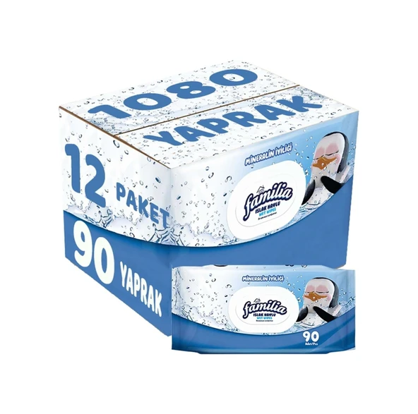 Familia Islak Havlu Mendil Mineralin Iyiliği 90 Yaprak Plastik Kapaklı 12Li Set 1080 Yaprak ürün görseli