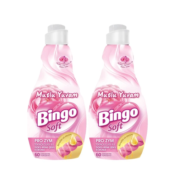 Bingo Soft Çamaşır Yumuşatıcı Konsantre 1440ml Mutlu Yuvam 2li 2'li Set