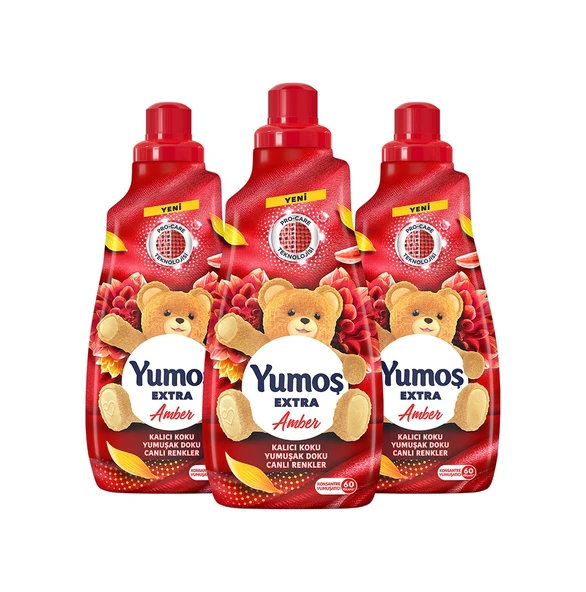 Yumoş Extra Konsantre Canlı Renkler Çamaşır Yumuşatıcısı Amber 3 x 1440 ML - 2
