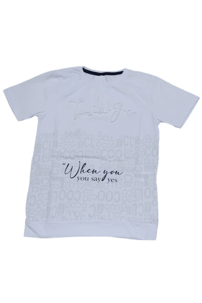 İrem Çocuk Giyim Kız Çocuk When You Kabartma Yazı Desenli Likralı Beyaz Renk Tişört