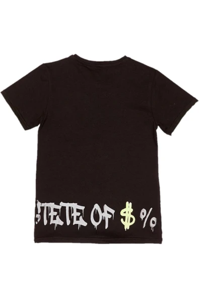 İrem Çocuk Giyim Erkek Çocuk Çift Taraf Like Yazı Desenli Siyah Tişört - 2