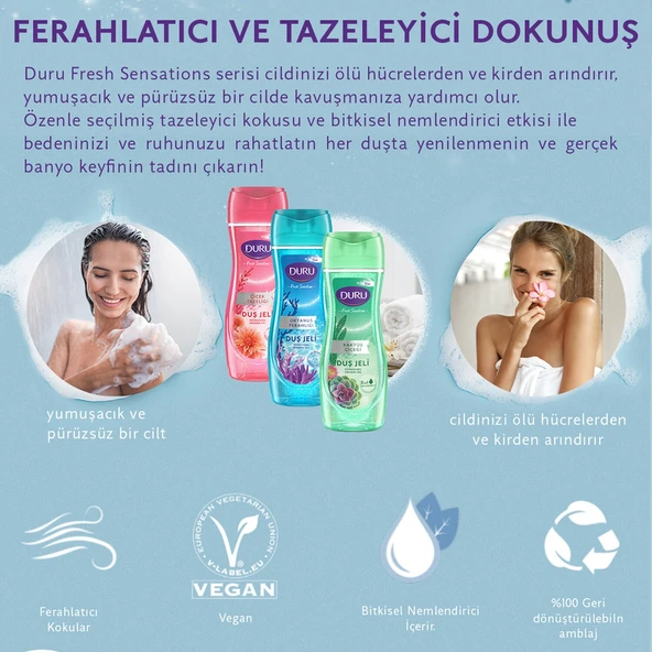 Duru Fresh Sensations Kaktüs Çiçeği Duş Jeli 2 x 450 ML - Resim 3