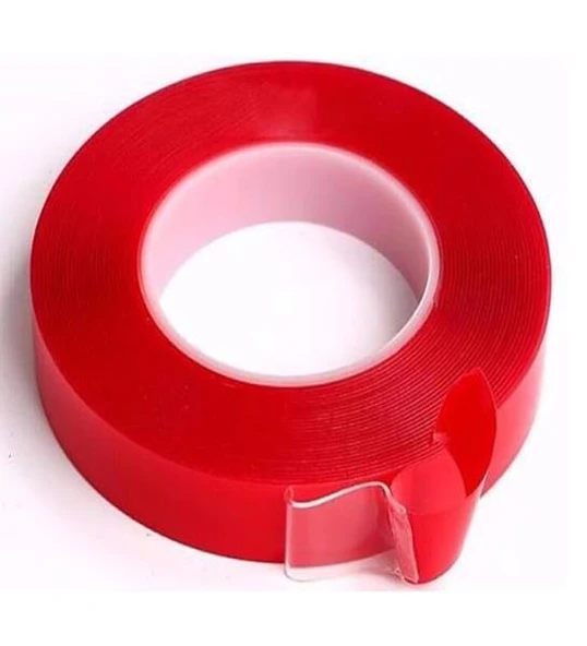 ÇİFT TARAFLI BANT 10MM X 5MT KIRMIZI ŞEFFAF - 1