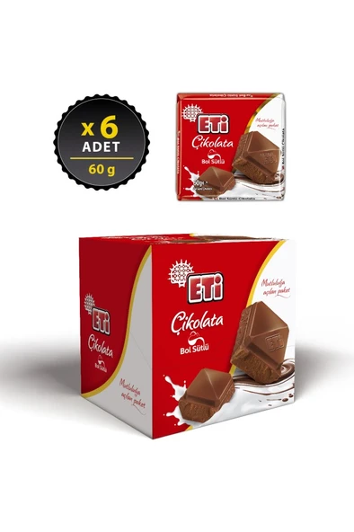 Çikolata Bol Sütlü Kare 60 g x 6 Adet - Resim 2