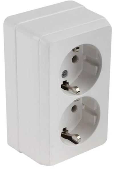 Mutlusan Bron Sıva Üstü İkili Topraklı Priz Beyaz (2160 202 0201) ürün görseli 1