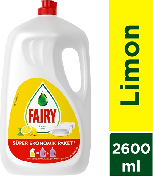 Fairy 2600 ml Sıvı Bulaşık Deterjanı Süper Ekonomik Paket Limon K ürün görseli