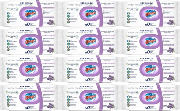 Bingo Clean Yüzey Temizlik Havlusu Lavanta Kokulu Beyaz 12 x 96 Yaprak ürün görseli