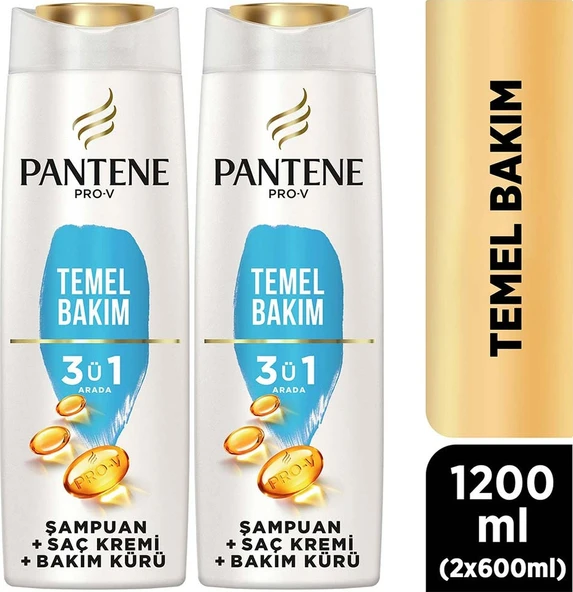 Pantene 3'ü 1 Arada Temel Bakım Şampuanı 2 x 600 ML ürün görseli 1