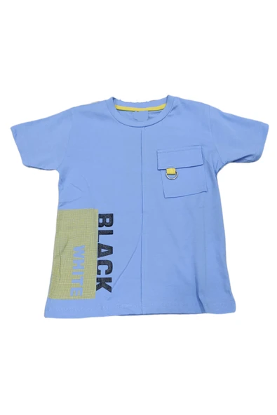 İrem Çocuk Giyim Erkek Çocuk Black White Çift Taraf Yazı Desenli Tişört