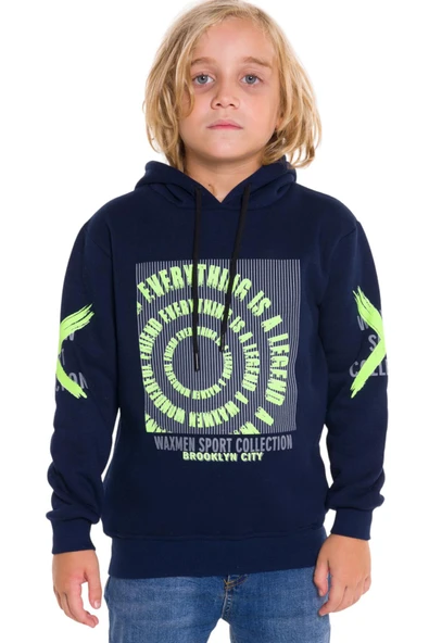 İrem Çocuk Giyim Erkek Çocuk Everythink Yazı Desenli Üç Iplik Şardonlu Kapüşonlu Sweatshirt - 2
