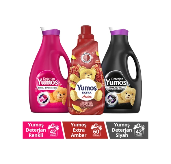 Yumoş Çamaşır Yumuşatıcısı Amber 1440Ml+Sıvı Deterjan Renk 2520Ml+Sıvı Deterjan Siyah 2520Ml