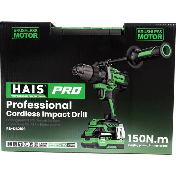 Hais Pro Profesyonel Darbeli Matkap 21 V 4.0 Ah Çift Akülü RB-DB2109 - Resim 2