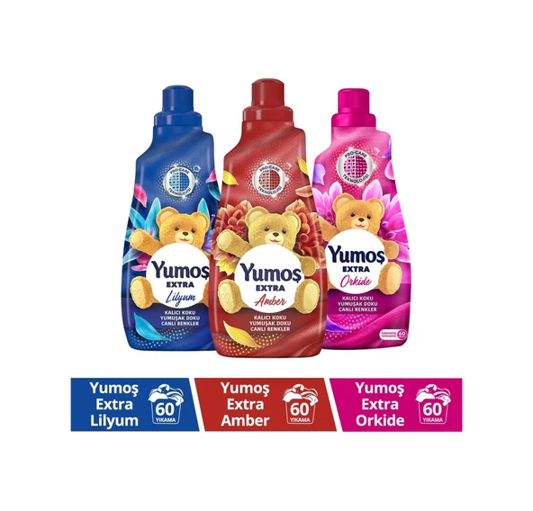 Yumoş Extra Konsantre Çamaşır Yumuşatıcısı Amber 1440 Ml + Lilyum 1440 Ml + Orkide 1440 Ml