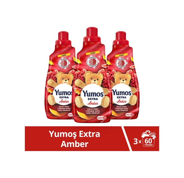 Yumoş Extra Konsantre Canlı Renkler Çamaşır Yumuşatıcısı Amber 3 x 1440 ML