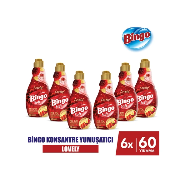 Bingo Soft Konsantre Çamaşır Yumuşatıcısı Lovely 6 x 1440 ML