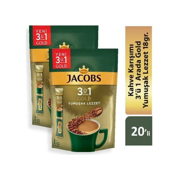 Jacobs 3'ü 1 Arada Gold Yumuşak İçim Karışım Kahve 120'li 10 x 2 Paket - Resim 2