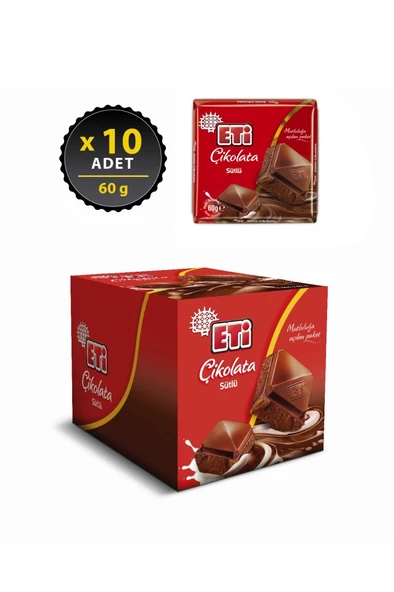 Çikolata Sütlü Kare 60 g x 10 Adet - Resim 2