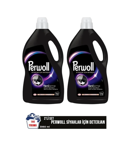 Perwoll Hassas Bakım Siyah Yenileme Sıvı Çamaşır Deterjanı 2 x 3960 ML ürün görseli