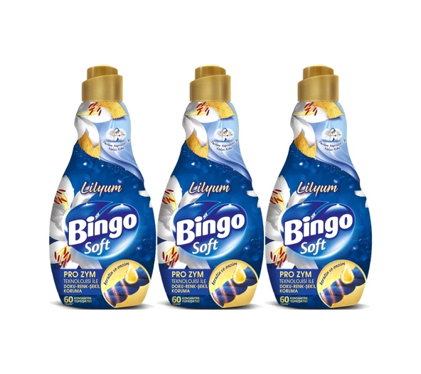 Bingo Soft Çamaşır Yumuşatıcı Konsantre 1440ml Lilyum 3 Lü Set 3'lü Set